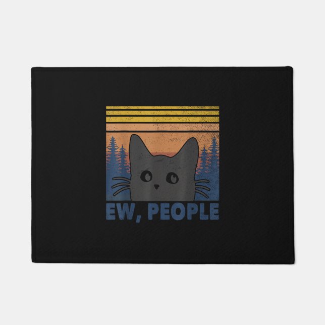 Ew People Black Cat Funny Anti Social Introvertier Fußmatte (Vorderseite)