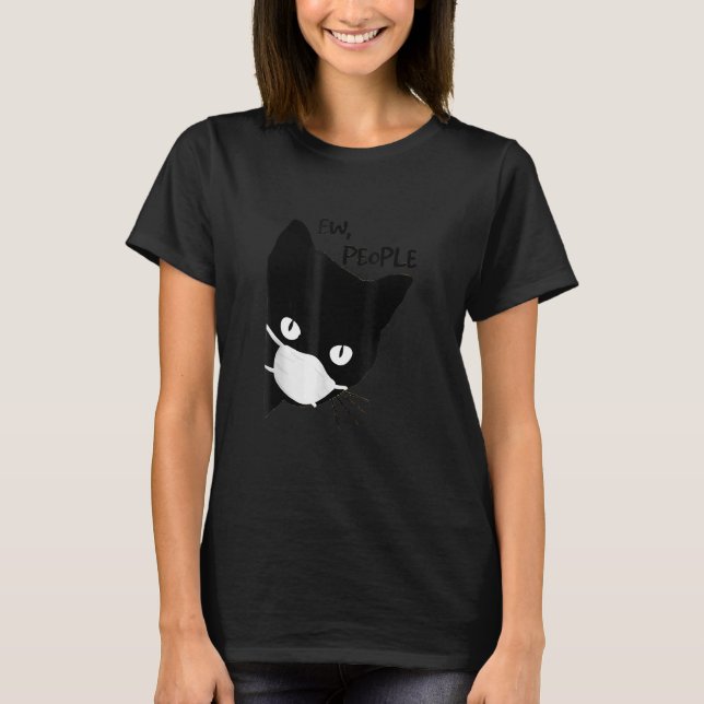 Ew People Black Cat Mask T-Shirt (Vorderseite)