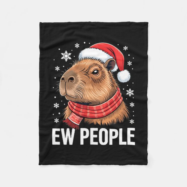 Ew People Capybara Christmas Funny Introvert Holid Fleecedecke (Vorderseite)