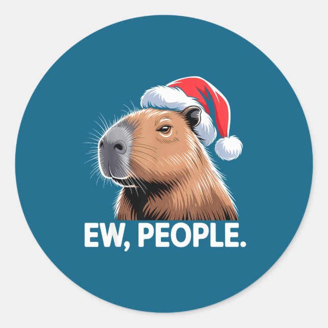 Ew People Capybara Christmas Humor  Runder Aufkleber (Vorderseite)