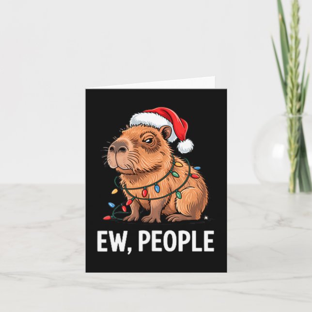 Ew People Capybara Christmas Lights Funny Introver Karte (Vorderseite)