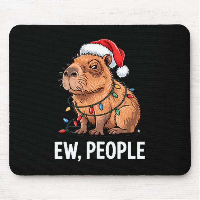 Ew People Capybara Christmas Lights Funny Introver Mousepad (Vorne)