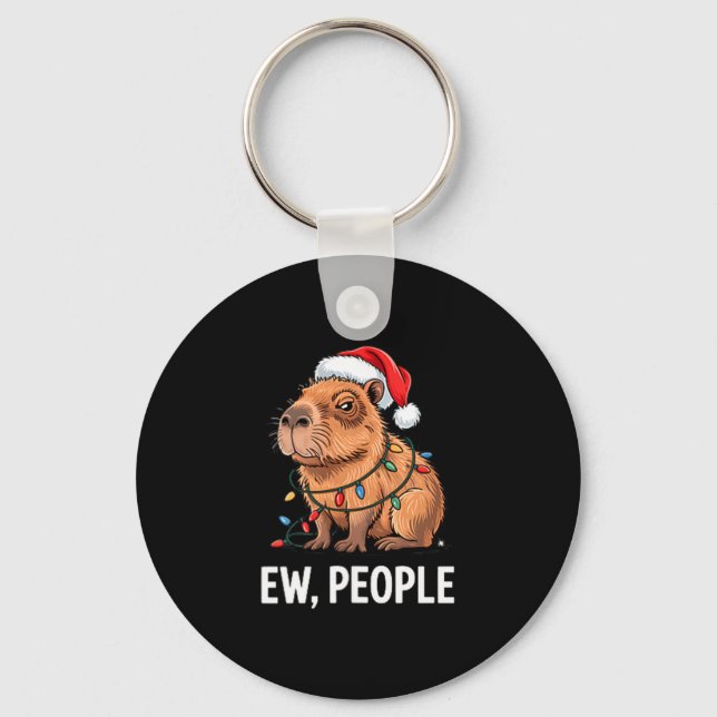 Ew People Capybara Christmas Lights Funny Introver Schlüsselanhänger (Vorderseite)