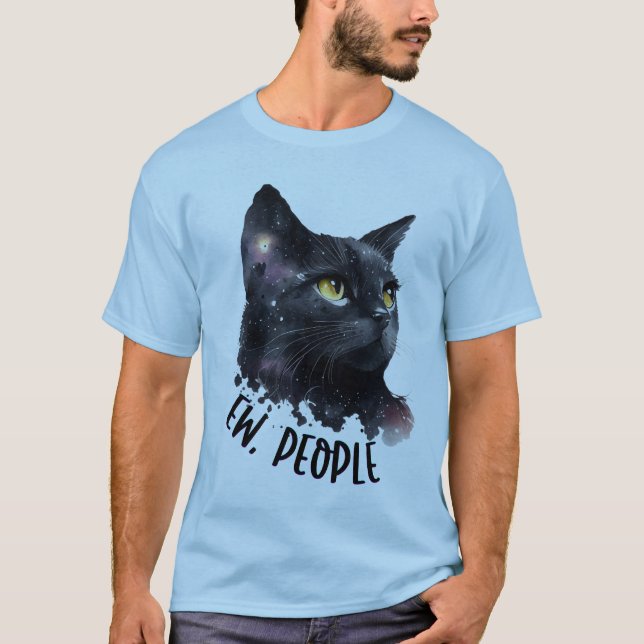 "Ew People" Cat, Sarcastic Cat Lover Gift, Funny T-Shirt (Vorderseite)