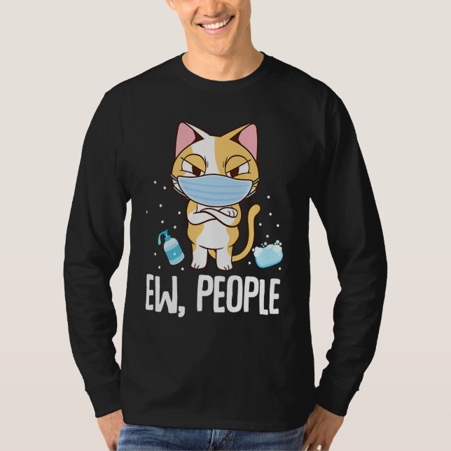 Ew People   Cat Wearing Face Mask Washing Hands T-Shirt (Vorderseite)