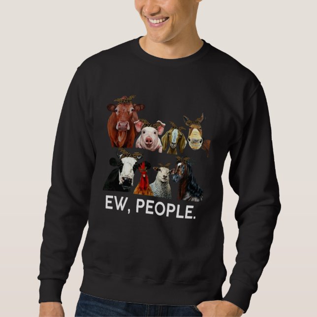 Ew People Farm Animals With Leopard Turban Farmer Sweatshirt (Vorderseite)