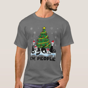 Ew People Funny Black Cat Mask Weihnachtsmannmütze T-Shirt