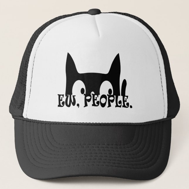 Ew People Funny Black Cat Truckerkappe (Vorderseite)