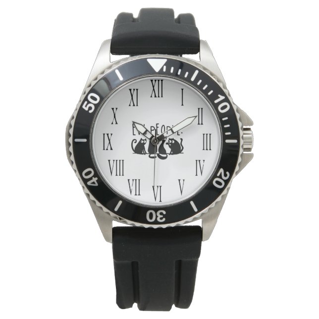 Ew People Funny Meowy Black Cats Armbanduhr (Vorderseite)