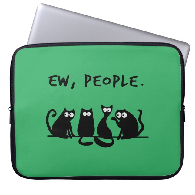 Ew People Funny Meowy Black Cats Laptopschutzhülle (Vorderseite)
