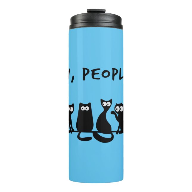 Ew People Funny Meowy Black Cats Thermosbecher (Vorderseite)
