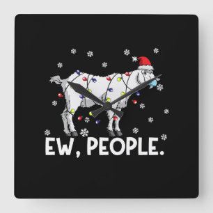 Ew People Goat Gift Santa Funny Goat Xmas Geschenk Quadratische Wanduhr