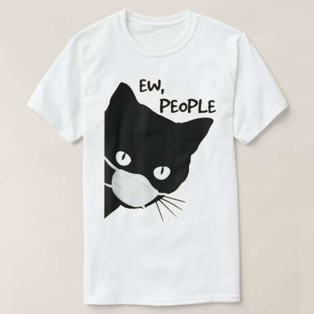 Ew People Masked Black Cat Design T-Shirt (Design vorne)