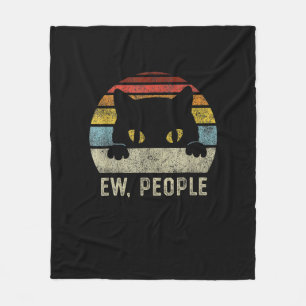Ew People Retro Cat Funny Vintag Anti Social Inti Fleecedecke