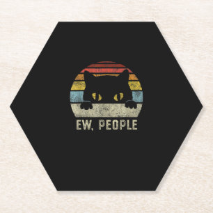 Ew People Retro Cat Funny Vintag Anti Social Inti Untersetzer