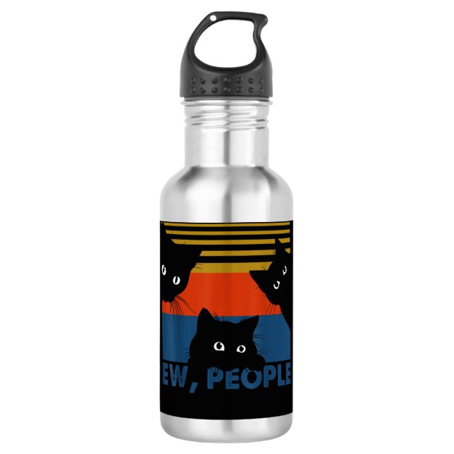 Ew People Retro Cat Funny Vintag Introvertierte Edelstahlflasche (Vorderseite)