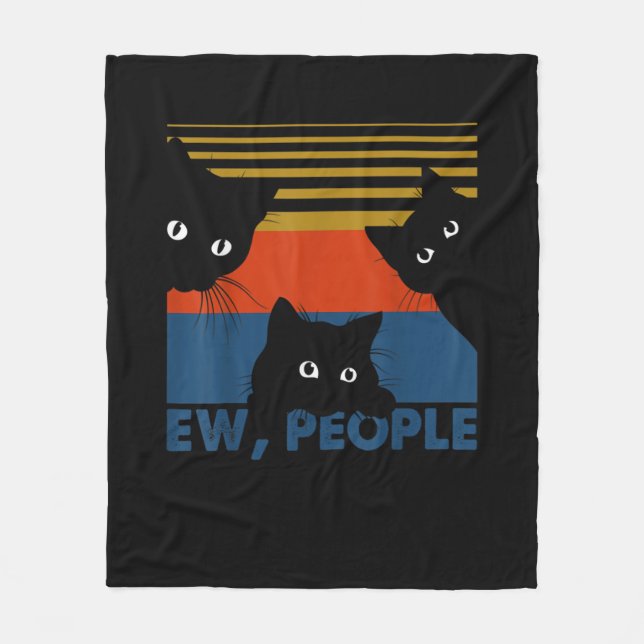Ew People Retro Cat Funny Vintag Introvertierte Fleecedecke (Vorderseite)