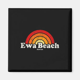 Ewa Beach Hawaii Hi Vintag 70er Retro Rainbow Desi Magnet