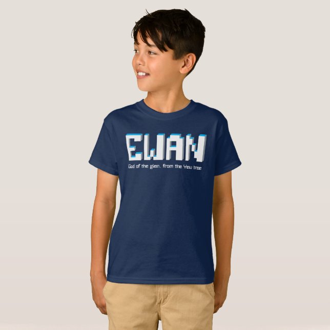 Ewan Jungs nennen Pixel-Text T-Shirt (Vorne ganz)