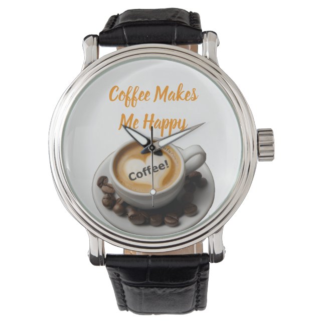 eWatch Kaffee macht mich glücklich Uhr (Vorderseite)