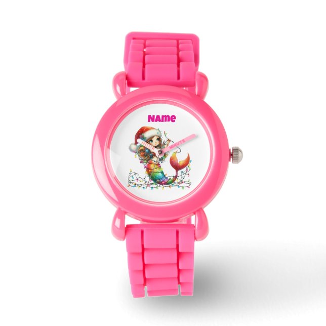 eWatch: Personalisierte rosa festliche Taschenuhr  Armbanduhr (Vorderseite)