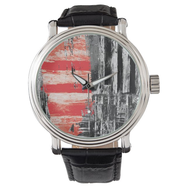 eWatch Uhr – Rotes Pulssymbol abstraktes Design (Vorderseite)