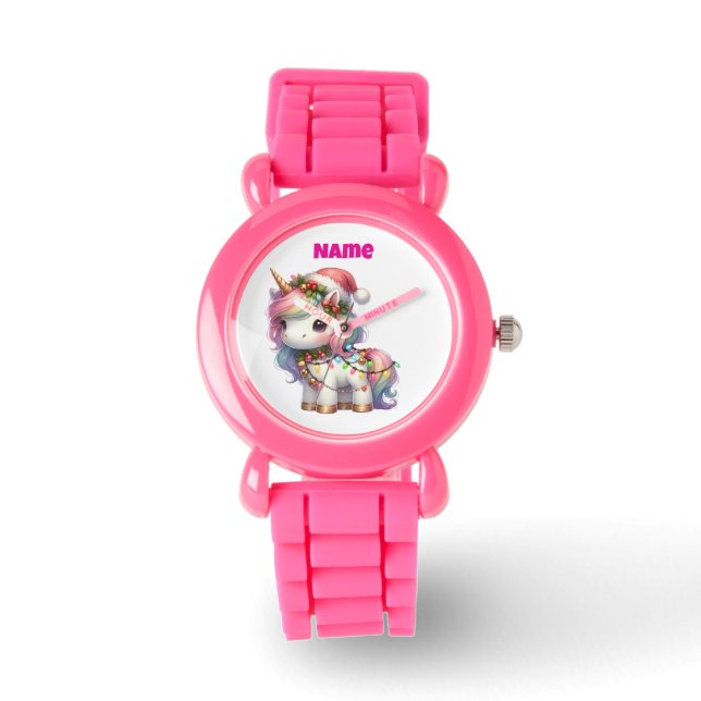 eWatch Watch--Personalized Pink Festive Pocket  Armbanduhr (Vorderseite)