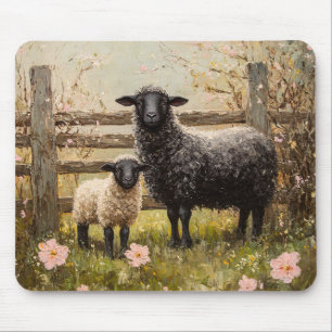 Ewe and Lamb Spring Sheep Art Mousepad