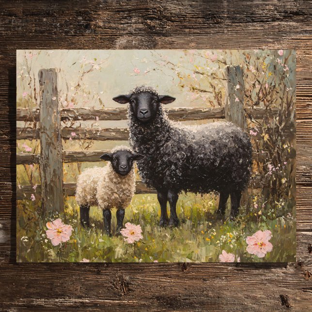 Ewe and Lamb Spring Sheep Art Postkarte (Von Creator hochgeladen)
