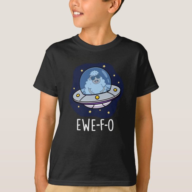 Ewe-F-O Funny UFO Pun Dark BG T-Shirt (Vorderseite)