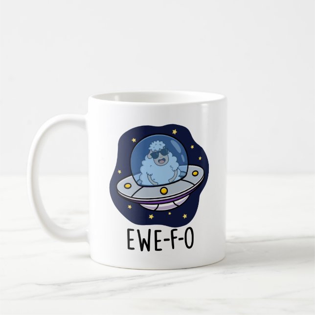 Ewe-F-O Funny UFO Pun Kaffeetasse (Links)