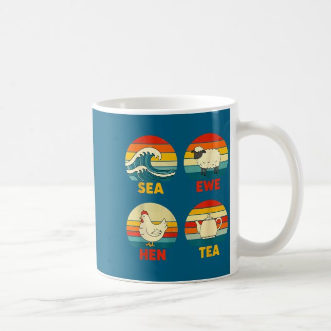 Ewe Quote Sea Hen Tea Sunset Apparel Kaffeetasse (Rechts)