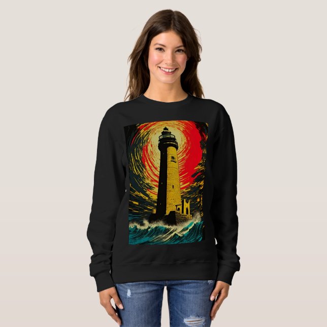 Ewige Baken: Leuchtturm von Alexandria Kunstwerk Sweatshirt (Vorne ganz)