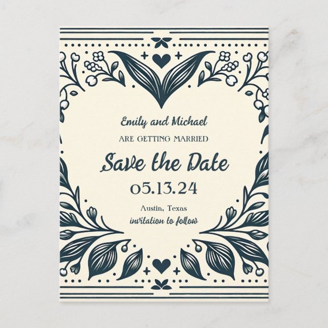 Ewige Blooms Save the Date Postkarte (Vorderseite)