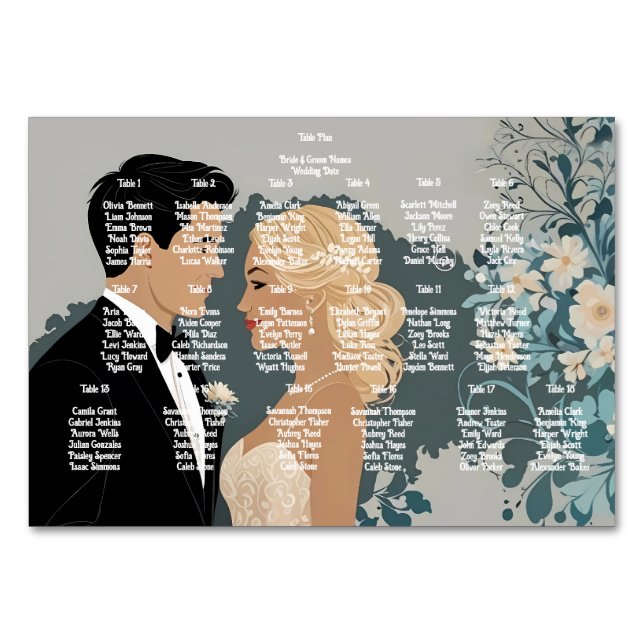 Ewige Blüten: Eine Feier der Liebe" Hochzeit Tischnummer (Vorderseite)