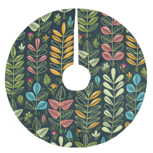 Ewige Blüten: HandGezeichnet Blumeneleganz Polyester Weihnachtsbaumdecke