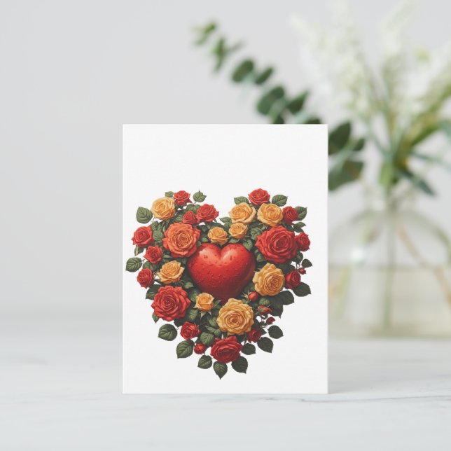 Ewige Blütenrose Herz Postkarte (Stehend Vorderseite)