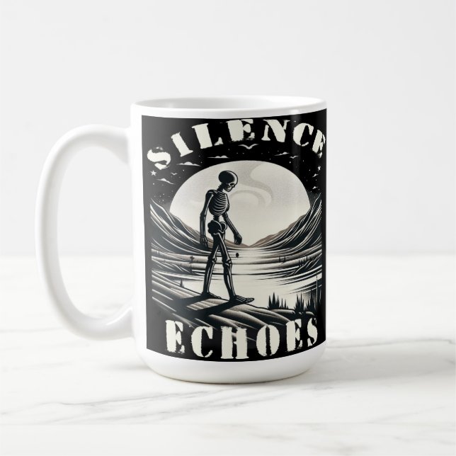 Ewige Einsamkeit: Ein Skelett durch Kaffeetasse (Links)