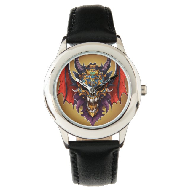 "Ewige Eleganz: The Dragon Guardian Timepiece" Armbanduhr (Vorderseite)