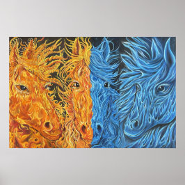 Ewige Equilibrium-Pferde-Zwillingsflame Kunst- Poster