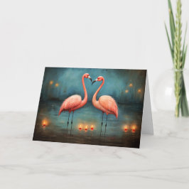 Ewige Flammen der Liebe Valentine Flamingos Karte