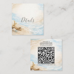 Ewige Gezeiten Küsten-Aquarell-Strandhochzeit Quadratische Visitenkarte