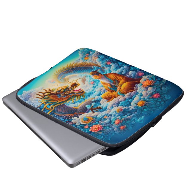 Ewige Harmonie: Segen des Drachen Laptopschutzhülle (Vorne Knopf)