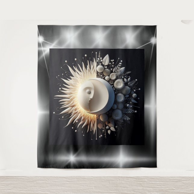 Ewige Harmonie von Sonne und Mond" Wandteppich (Vorderseite)