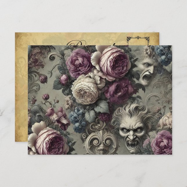 Ewige Konflikte - gotische Viktorianische Feiertagspostkarte (Vorne/Hinten)