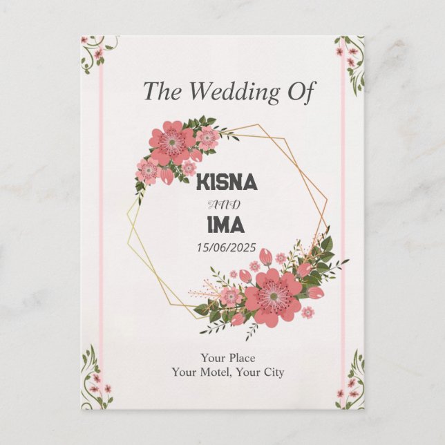 Ewige Liebe : Einfache Einladung zur Hochzeit Postkarte (Vorderseite)