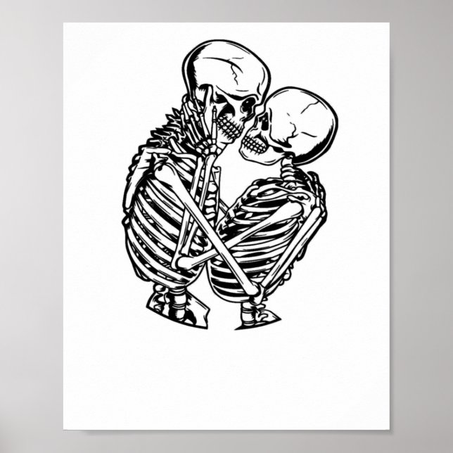 Ewige Liebe Skelette mit Sticker Poster (Vorne)