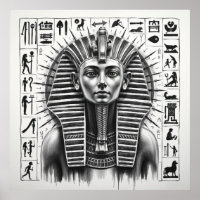 Ewige Majestät: Pharao of Egypt Charcoal Art