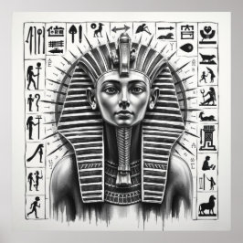 Ewige Majestät: Pharao of Egypt Charcoal Art Poster