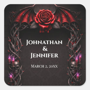 Ewige Nacht Gothic Vampir Hochzeit Dunkle Romantik Quadratischer Aufkleber